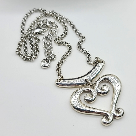 Brighton "GENOA HEART PETITE" Hammered Silver Rustic Heart ❤️ Pendant! Rare Size - Picture 5 of 12